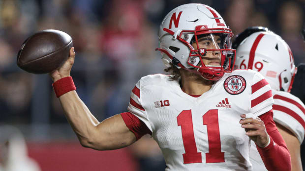 Former Nebraska quarterback Casey Thompson throws a ball in 2022.